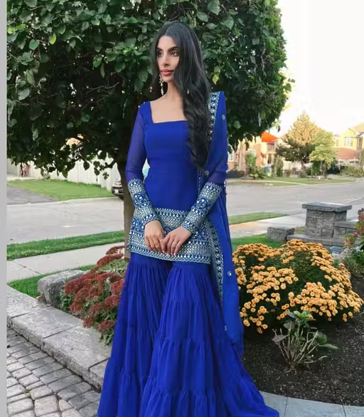 Embroidered Georgette Kurta Set for Women