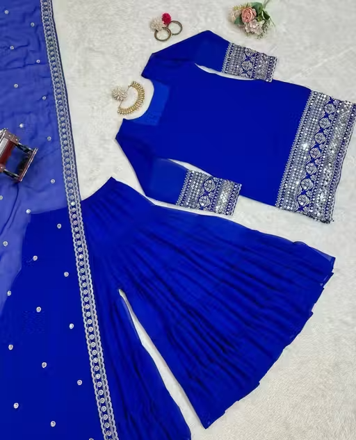 Embroidered Georgette Kurta Set for Women - Image 4