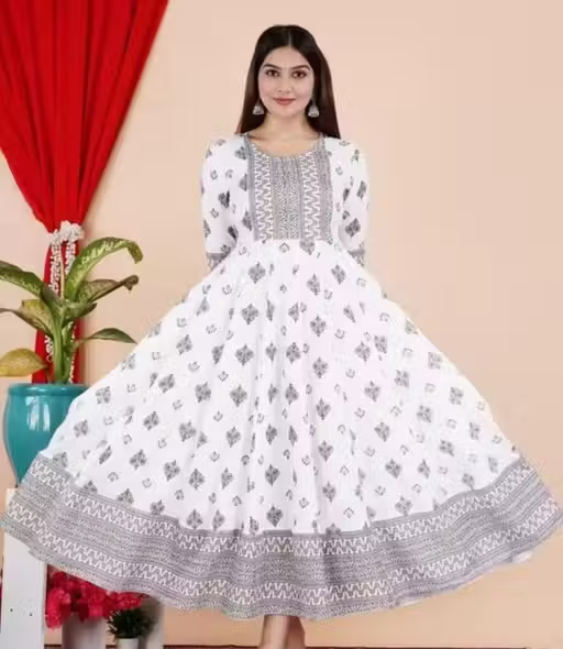 Women Anarkali Printed Kurti - Image 2