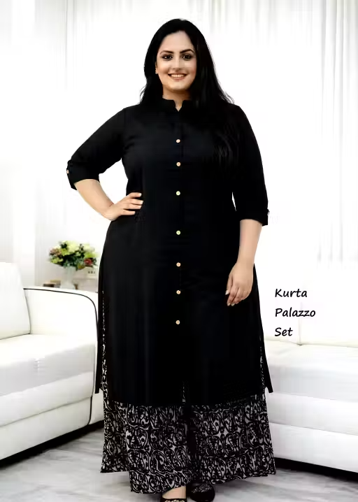 Printed Rayon Kurta Palazzos Fit/ for Women