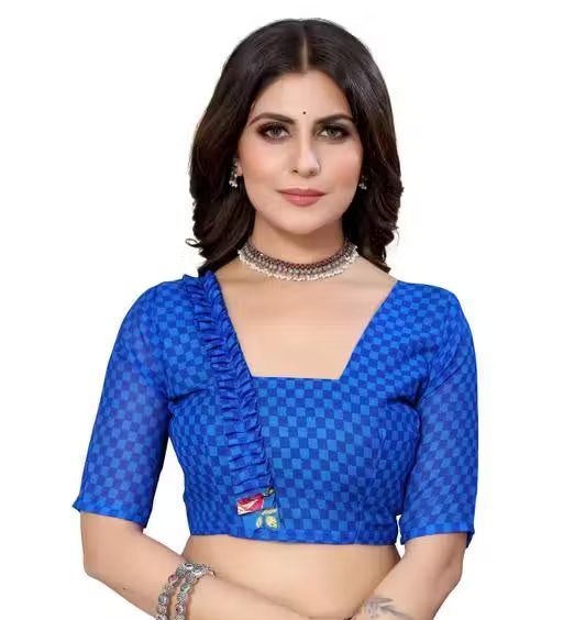 Women's Desinger Georgette Floral Printed Saree with Blouse Piece - Image 3