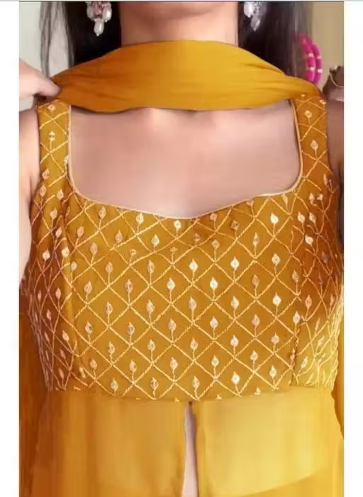 Embellished Georgette Kurta Set for Women - Image 3