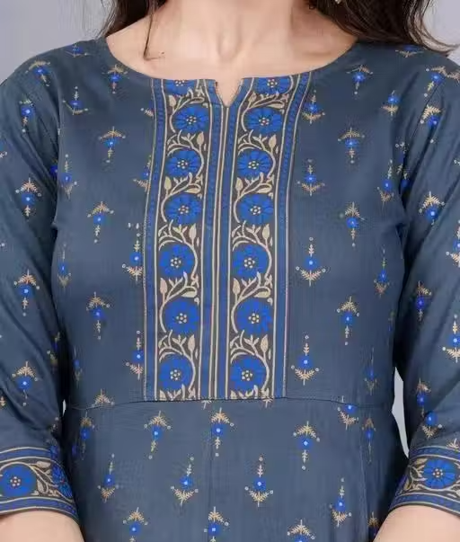 Ladies syalis Grey English colour Style Berry Women printed Rayon Straight Anarkali Kurti (Grey Patta)) - Image 2