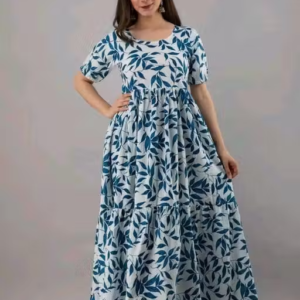 Blue Floral Print Anarkali Kurti for girls/women