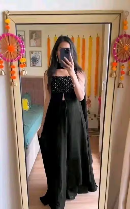Embellished Georgette Kurta Set for Women