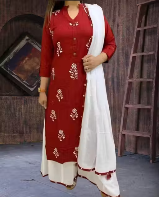 Printed Rayon Kurta Set for Women