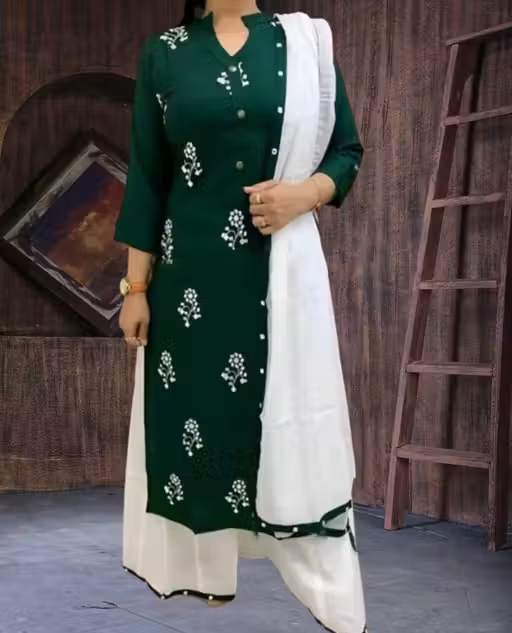 Printed Rayon Kurta Set for Women