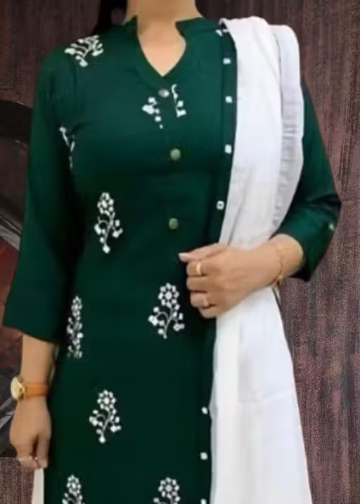 Printed Rayon Kurta Set for Women - Image 3