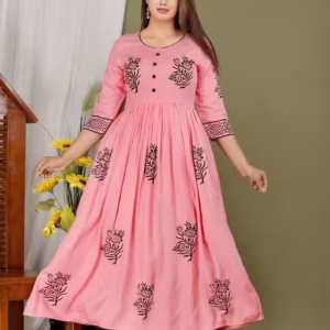 Eshanay Fashion Women's Beautiful Rayon Printed Round Neck Kurta With Block Print Design Jaipuri kurti