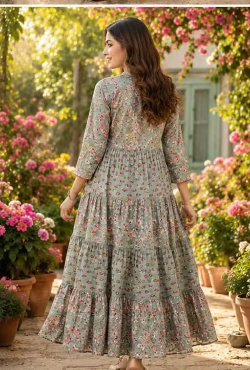 NEW LOOK KURTA/Classic Designer Women kurta/tranding gown/letest kurta/flower gown/new look kurta/winter gowns/partywear gown/causel gown/festive gown/ewdding gown/office gown/daily use gown/flower long gown/ - Image 2