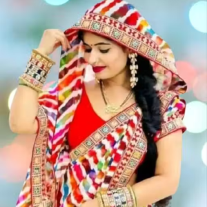 Fancy white lehriya georgette saree with maharani lace and blouse
