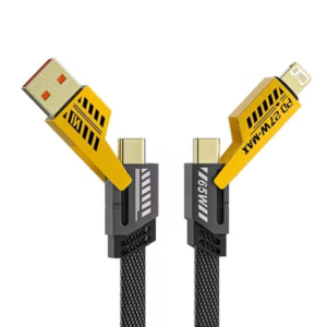 4 in 1 Convertible Metal Fast Data Cable Braided Cable 65W with lightning to type C, type C to C, Lighting to type A, 1.2 Meter