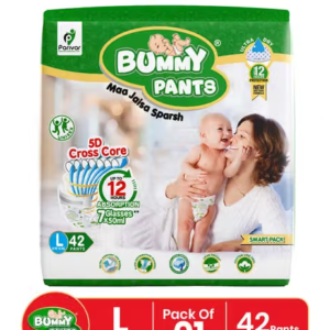 Bummy Pants Super Soft Baby Diaper Pants with 3x Fast Absorption | Up-to 12 Hr Leakage Protection - Size (L) | Pack of 1 | 42 Pieces