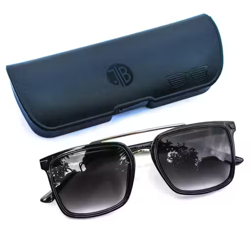 Jiebo Black Square UV Protection Sunglasses for Men and Women - Image 2