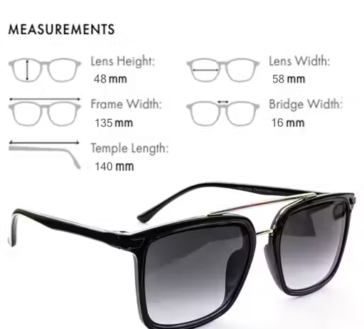 Jiebo Black Square UV Protection Sunglasses for Men and Women - Image 3