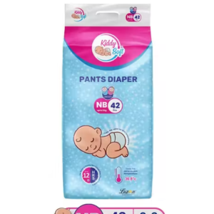 KiddySoft Baby Diaper Pants with Snug Fit, Ultra Soft Cottony Feel, Fast Absorption, and Anti-Leak Protection for All-Day Dryness | NB | 0–3 kg | 42 Count