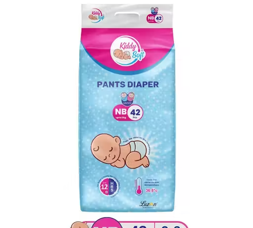 KiddySoft Baby Diaper Pants with Snug Fit, Ultra Soft Cottony Feel, Fast Absorption, and Anti-Leak Protection for All-Day Dryness | NB | 0–3 kg | 42 Count