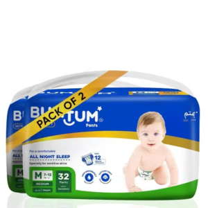 Bumtum Baby Diaper Pants, Medium Size 64 Count, Double Layer Leakage Protection Infused With Aloe Vera, Cottony Soft High Absorb Technology