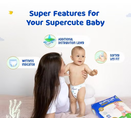 Bumtum Baby Diaper Pants, Medium Size 64 Count, Double Layer Leakage Protection Infused With Aloe Vera, Cottony Soft High Absorb Technology - Image 3