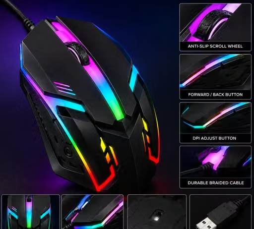 Titan Click Wired RGB Gaming Mouse with Comfortable Design Optical Computer Mouse Plug and Play - Image 4