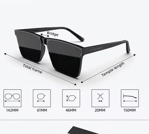 EYEWEAR Luxury Square Frame Sunglasses for Men Women | Premium Black Goggles | Vintage Stylish Look - Image 4