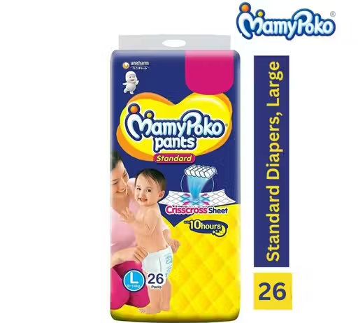 MamyPoko Pants Fancy Baby Daipers, L-26 ,Large Size,26 count