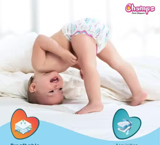 Champs Soft & Dry Pant‑Style Baby Diapers | Medium (7–12 kg) | Up to 12‑Hour Leak‑Proof | Pull‑up diapers | Ultra‑Soft | Unisex Diaper – 74 pcs - Image 4