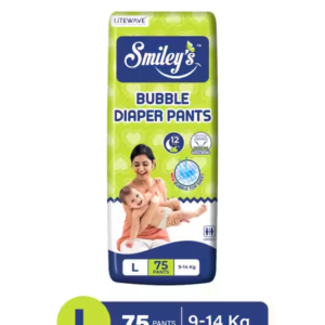 Smiley's Bubble Baby Diaper Pants Large (L) | 9-14 Kg | 75 pieces