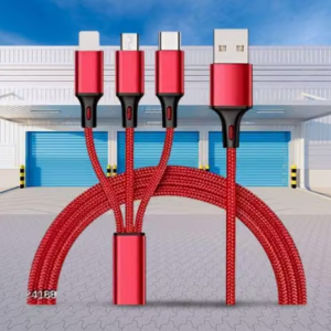3.0A Fast Charger Cord, Multiple Charging Cable 4Ft/1.2m 3-in-1 USB Charge Cord with Phone/Type C/Micro USB for All Android and iOS Smartphones (Multicolor) (Pack of 1)