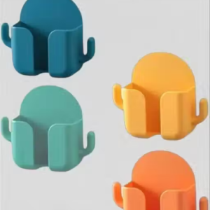 4pcs Wall Mount Phone Holder Box Hanging Cell Phone Charging Brackets Remote Control Stand Rack Power Bank Wall Shelf Data Cord Storage Box