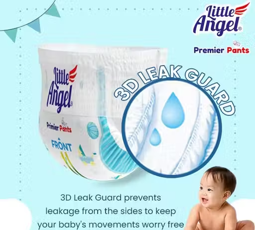 Little Angel Premier Pants Baby Diapers, New Born (NB/XS) Size, 60 Count with Wetness Indicator, upto 5 Kg - Image 2