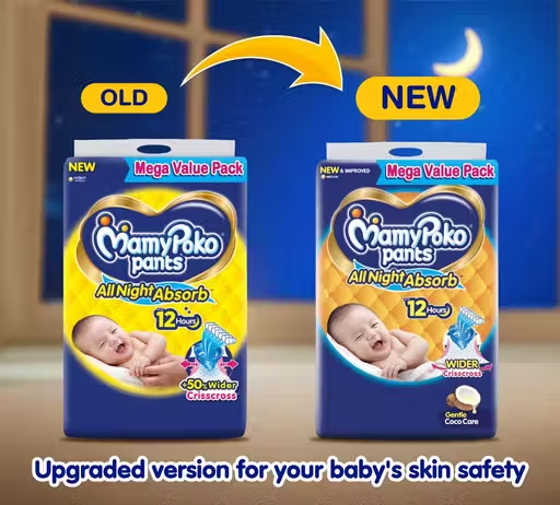 MamyPoko Pants All Night Absorb Baby Diapers with Gentle Coco Care | Medium (M) | 70 Count - (7-12 kg) - Image 4