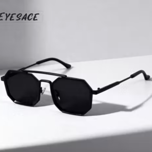 Men Sunglasses Commando Jet Black Edition Octagon Sunglasses Vintage UV Protection Retro Square Metal Body Sunglasses For Men & Women By Eyesace®