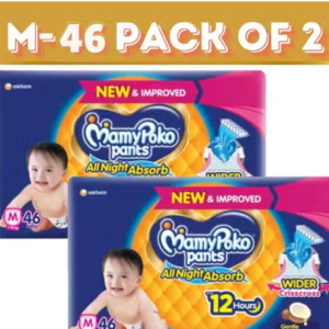 Mamypoko Pants Standard (Medium) Size - 46 Diapers,M-46,Pack of 2 ( 92 - Pants )