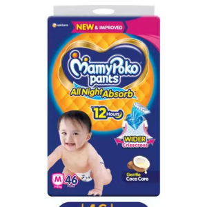 MamyPoko Pants All Night Absorb Baby Diapers with Gentle Coco Care | Medium (M) | 46 Count - (7-12 kg)