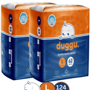 Duggu Ultra Soft and Gentle Baby Diaper Pants | Unisex | Up to 10 Hours Absorption | Super Dryness | leak Protection | 9-14 kg | Large | Pack of 2 - (124 Pieces)