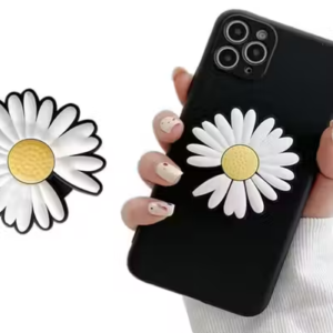 Daisy Flower Phone Pop Holder, White and Yellow, Mobile Phone Stand and Grip