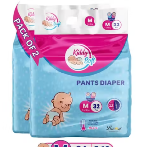 Kiddysoft Baby Diaper Pants with Snug Fit, Ultra Soft Cottony Feel, Fast Absorption, and Anti-Leak Protection for All-Day Dryness |M | 7â€“12 kg | 64 Count