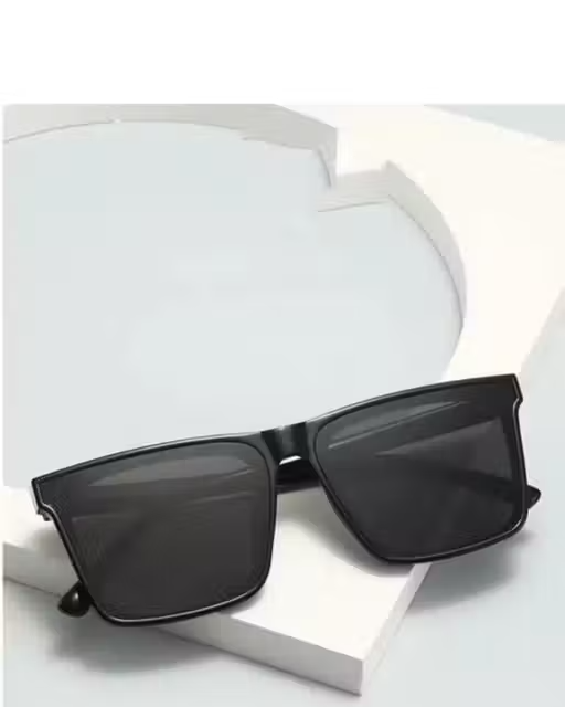Men Black Rubber rectangular sunglasses - Image 2