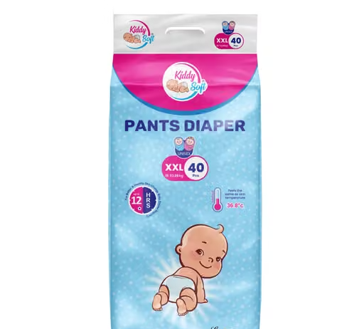 KiddySoft Baby Diaper Pants with Snug Fit, Ultra Soft Cottony Feel, Fast Absorption, and Anti-Leak Protection for All-Day Dryness |XXL | 15–25 kg | 40 Count