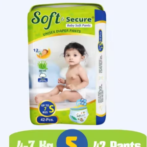 Soft & Secure Baby Soft Pants with 12 hrs absorption Small Size, 4-7 Kgs - S (42 Pieces)