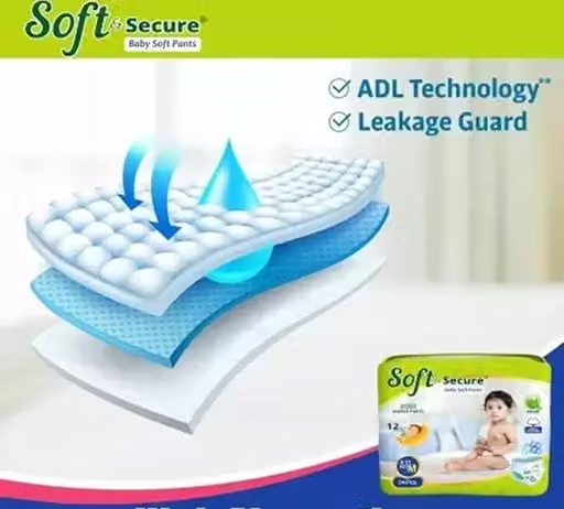 Soft & Secure Baby Soft Pants with 12 hrs absorption Small Size, 4-7 Kgs - S (42 Pieces) - Image 3