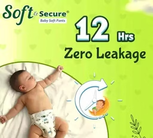 Soft & Secure Baby Soft Pants with 12 hrs absorption Small Size, 4-7 Kgs - S (42 Pieces) - Image 4