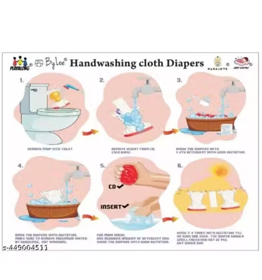 Baby Freesize Washable & Reusable Adjustable Pocket 2 Cloth Diaper Multicolor with 2 Insert - Image 2