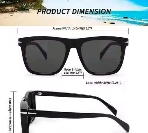 SAN.AM EYEWEAR Polarized sunglasses for men and Women Uv 400 Protection Aviator Shape Cooling Goggles Black Shade Sunglass (Italic)... (Italic Black) - Image 3