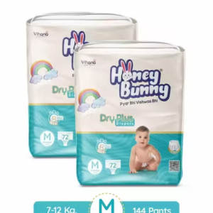 Honey Bunny Baby Diaper Pants Super Soft Dry Plus 12 Hour protection Medium - (72 pcs) ( Pack of 2 ) - M (144 pcs)