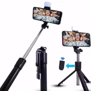 Selfie Stick R1S with Tripod Stand, 3 in 1 Multifunctional Design | 360Â°Rotation and Rechargable LED Light with Two Brighness Levels for Make up, Selfie, Vlogging & Photo Shoot, Selfie Stick with Bluetooth Remote | Compatible with All Phones