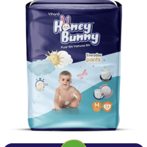 Honey Bunny Everyday Baby Pants Diapers with Wetness Indicator, Silky Soft - Bubble sheet, Medium -(7-12 kgs) pack of 54 pcs