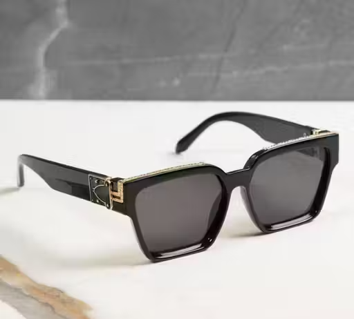 Men Black Rubber Rectangular , UV Protected Iron Man Sunglasses (Pack of 1) - Image 2