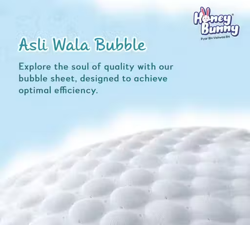 Honey Bunny Everyday Baby Pants Diapers with Wetness Indicator, Silky Soft - Bubble sheet, Medium - (7-14 kgs) Pack of 34 pcs - Image 2
